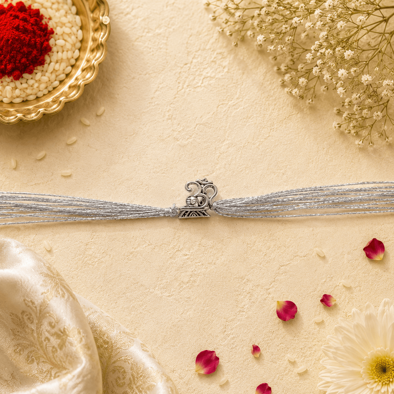 Silver Om Charm Rakhi